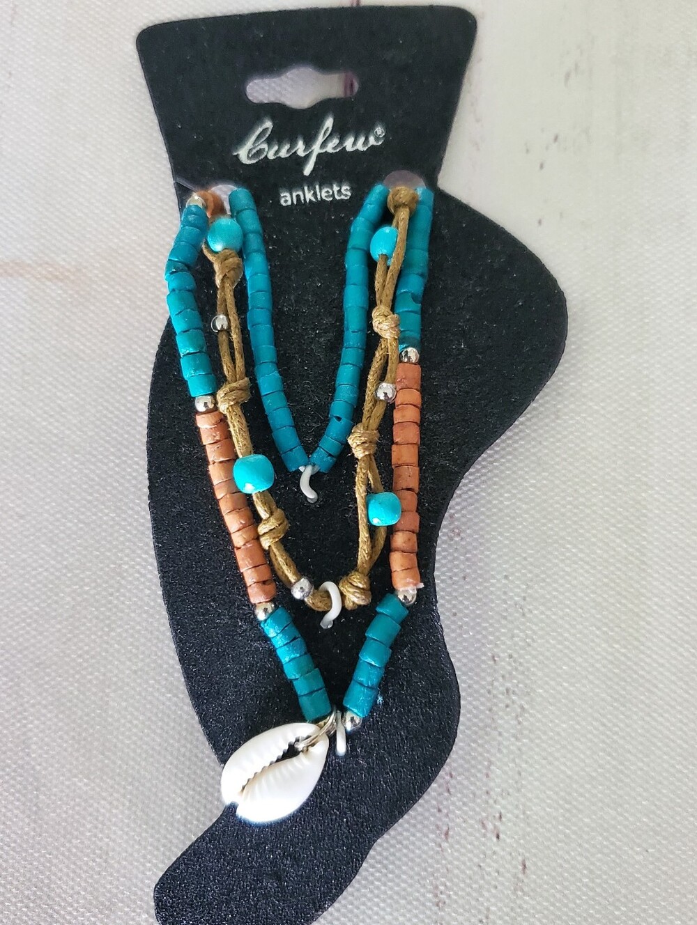Women's Set of 3 Ankle Bracelets Shell & Beads